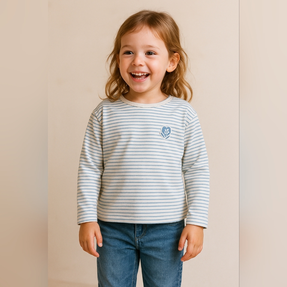 NWOT Souris Mini Blue Striped Long Sleeve Tee - Size 6Y